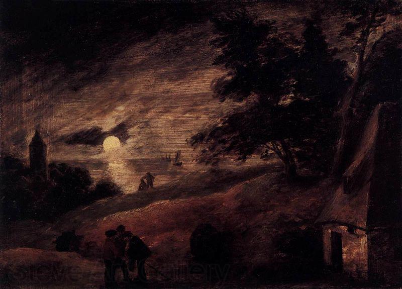 Adriaen Brouwer Dune Landscape by Moonlight